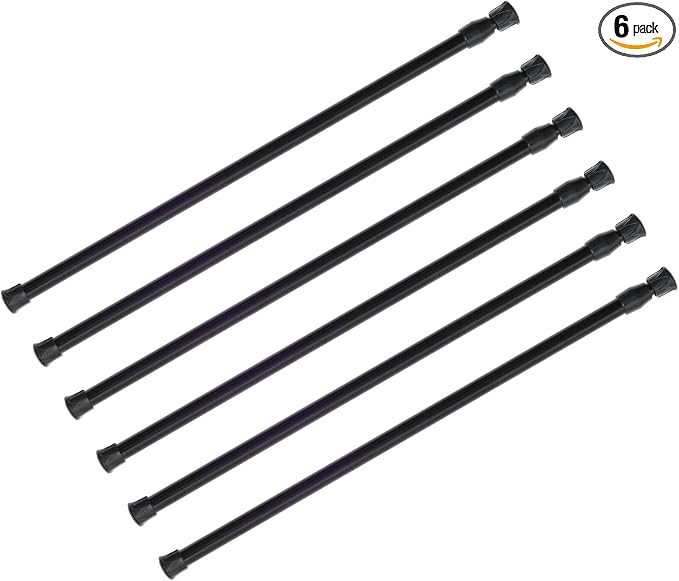 KXLife 6 Pack Spring Tension Curtain Rod for Window 28 to 48 Inch, Black | Adjustable Expandable Small Curtain Tension Rods No Drill for Kitchen, Bathroom, Doorway, Cupboard