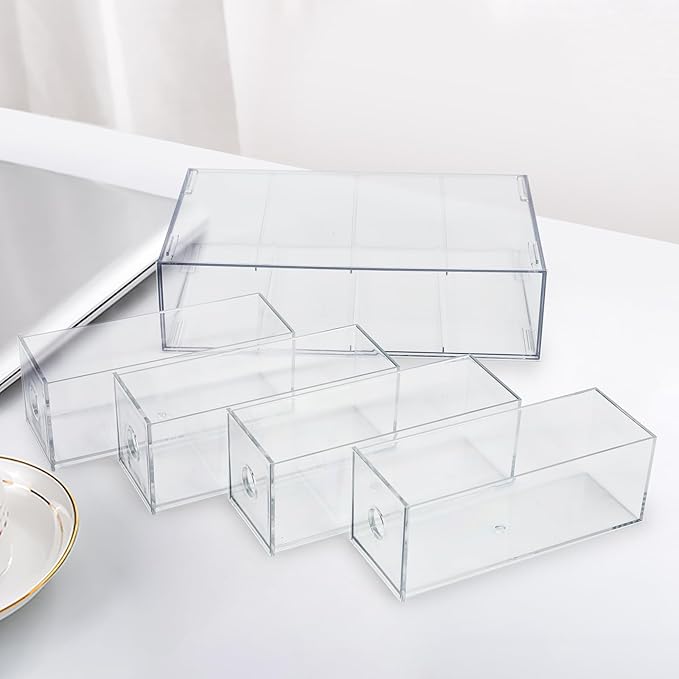 Stackable Organizer Acrylic Storage Drawers, Suitable for Desktop Storage, Office Supplies, Cosmetics, Stationery, Jewelry, Accessories (3)