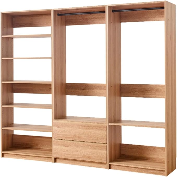 Maykoosh Closet System Organizer - Customizable Walk-in Wardrobe Storage Oak/Model ECB 3 Closet