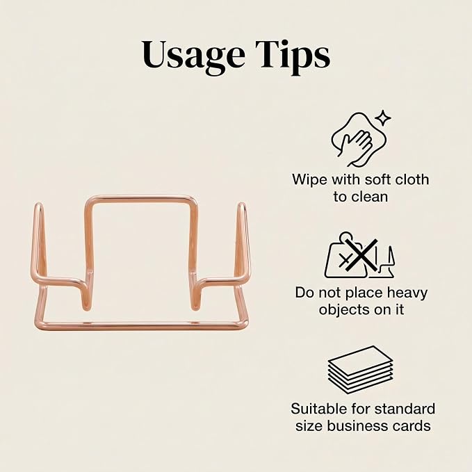 2 Pack Minimalist Metal Business Card Holder, Simple Wire Frame Desktop Organizer for Name Cards, Place Cards and QR Codes, Affordable Elegant Display for Office, Wedding and Home Decor(Rose Gold)
