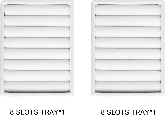 Frebeauty Small Jewelry Trays for Drawer,2 Pack 7 Slots Ring Organizer | Jewelry Box Inserts,Drawer Inserts,Vanity Drawer Organizer,Mini Size,Compact Ring Holder,Stackable Ring Tray
