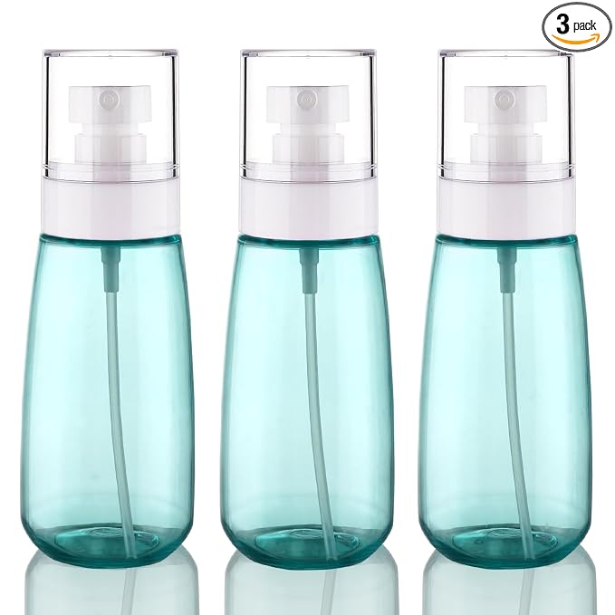Cosywell Spray Bottle for Hair TSA Approved 3.4oz 100ml 3 Pack Leak Proof Travel Spray Bottle Empty Refillable Small Spray Bottles for Perfume Essential Oils Toners Rose Water Cosmetics (3Green)