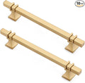 Cabinet Hardware, 10pcs 5inch Brushed Gold Kitchen Cabinet Handles (Stainless Steel, Zinc Alloy), Modern Gold Pulls for Dresser Drawers, Corrosion Resisting, Wear Resistant