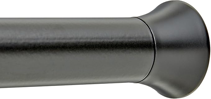 Amazon Basics No Drill Easy Install Sturdy Shower Curtain Tension Rod, Adjustable 42-73" Length, Black, Bathtub
