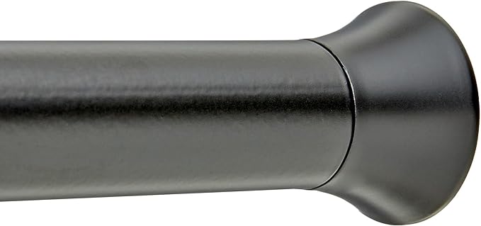 Amazon Basics No Drill Adjustable Sturdy Spring Tension Curtain Rod, Adjustable 54-90" Width, Black, Classic Finial
