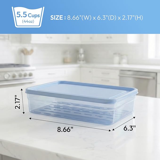 carrotez Flexible Freezer Storage Containers with lids, 2Pack 5.5cup Blue