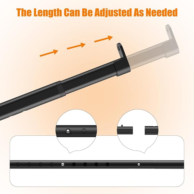 Oval Closet Rod for Hanging Clothes, Adjustable, 18 to 51 in | Black, Heavy Duty, Metal, Suitable for Wardrobes, Laundry, RV