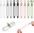 10 Pcs Silicone Cable Ties, Reusable Cord Organizer, High Elasticity Cable Management Straps for Home Office Kitchen Appliances Cords Wires
