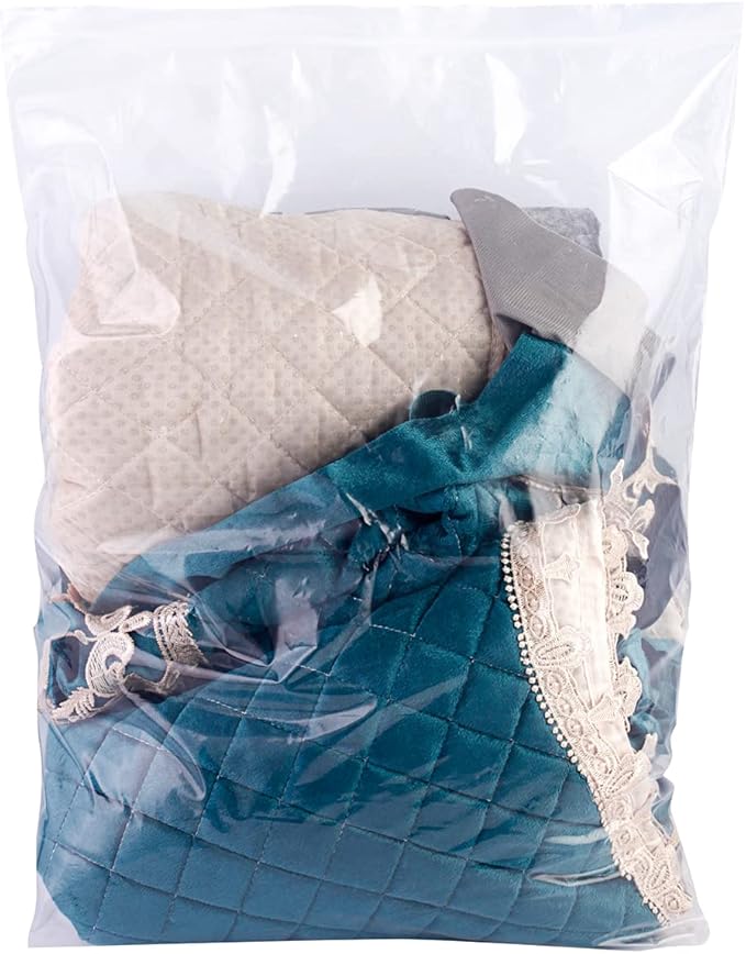 15 Heavy Duty Storage Bags with Zipper Top, 3.1-mil Thick, Extra Large 5 Gallon Bag 18" x 24", Resealable Plastic Bag, Jumbo Freezer Bags for Food, Clothes, Travel, Moving