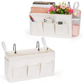 Lilithye Bedside Caddy Organizer with Fixed Straps and Water Bottle Holder for Home, College Dorm, Hospital, Crib and Bunk Bed (2pcs White)