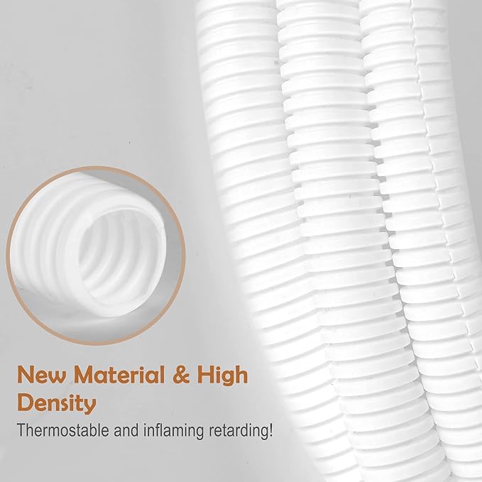 ZhiYo 20FT 3/8” Wire Loom Split Tubing Auto Wire Conduit Flexible Cover | High Temperature Heat Resistant -40F to 257F | Plastic Cover for Electrical Wires & Cables, White