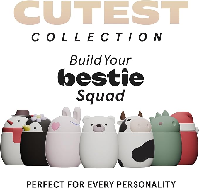 asobu Bestie Foodie Kids Insulated Food Jar – Cute Character Lunch Container for Children, BPA-Free Stainless Steel, Leakproof & Vacuum Sealed, Keeps Food Hot or Cold, Easy to Clean, 16oz