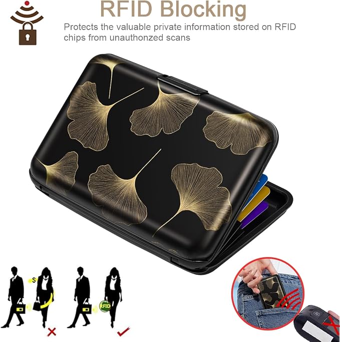 Coco Rossi Credit Card Holder RFID Aluminum Small Mini Wallet Women | Metal Wallet, Business Cards Holder, ID Case, Slim Sleeves, Womens Girls Gift, Carry Proof Wallets for Travel, Ginkgo