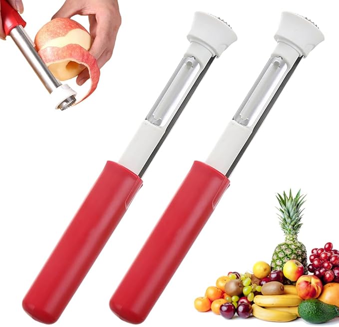 2 in 1 Apple Corer and Peeler Tool, 2026 Upgrade Stainless Steel Red Bell Pepper Seed Corer, Multi-Purpose Apple Corer for Home Kitchen, Vegetable Fruit Kitchen Gadget (2, Red)