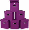 Closet Organizers Fabric Storage Bins With Lids Collapsible Cube Storage Organizer Basket With Handles,Storage Boxes for Clothes Storage,Office,Laundry,Shelves,6 Pack,（Purple）