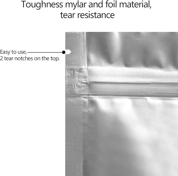 100 Pack Mylar Bags for Food Storage 4 x 7 Inch Smell Proof Bags with Clear Window Resealable Aluminum Foil Packaging Pouch Bag Silver