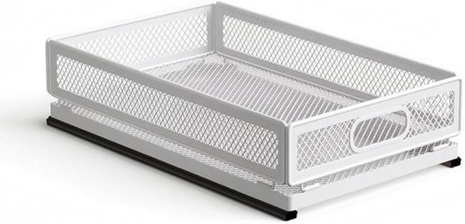 Gralara Pull-out Storage Basket Mesh Storage Basket Rounded Corners for Kitchen, Small Storage Basket 40cm Long With Slide Rail
