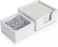 Concrete Desk Organizer Set of 2 - Minimalist Sticky Note Holder & Paper Clip Dispenser - Heavy Duty Office Desk Accessories with Non-Slip Base for Home Workspace Organizer & Desk Decor, White