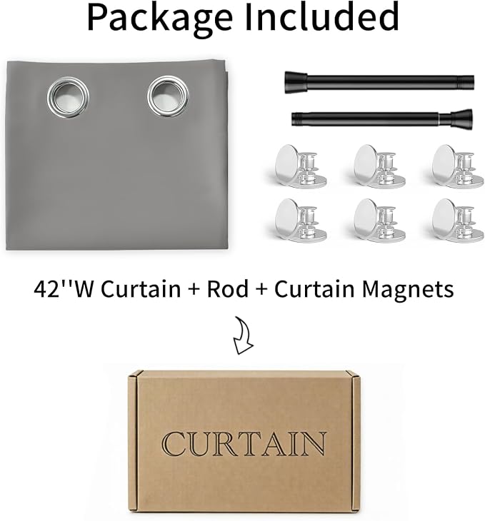 Vatge Magnetic Doorway Curtain for Privacy, Closet Curtain with Rod, Room Dividers for Closet Door and Sliding Door, 1 Panel, W42 x L80, Silver Gray