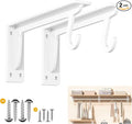 13.5x5.6 in Heavy Duty Closet Rod Support Bracket (White 2 Pack) | 400lbs Capacity Sturdy Wall Mounted L-Shaped Shelf Brackets with Rod Holders for Laundry Room Kitchen bathroom storage