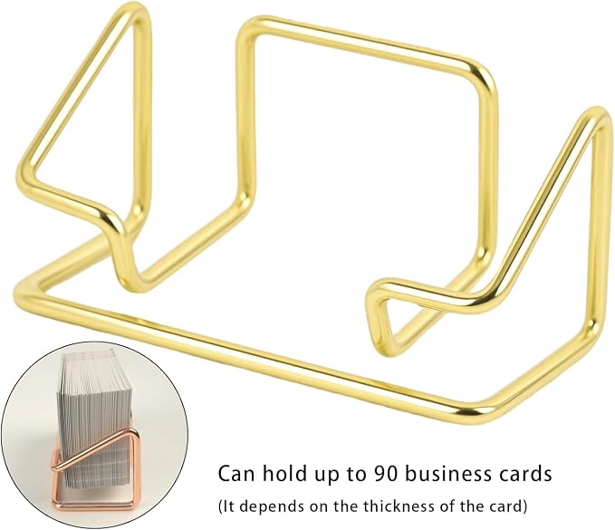 Business Card Holder for Desk, Metal Cute Card Display Stand, Compatible with Various Countertops, Horizontal Gold