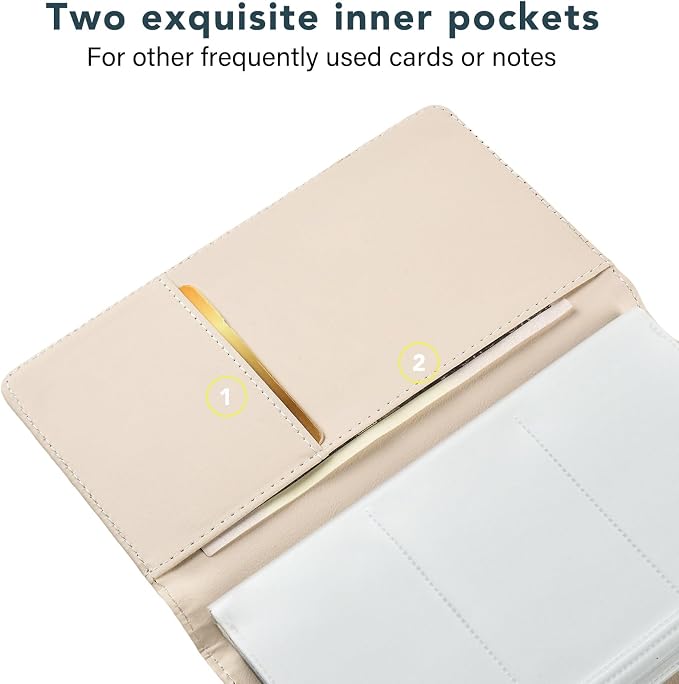 Leather Professional Business Card Holder Organizer Book - 300 Card Capacity Premium PU Folder with Soft Cover, Name Card Credit Cards Binder for Men/Women, Desert Leaf