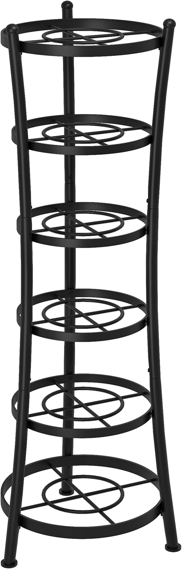 CHOEZON 6-Tier Freestanding Pot Rack, 100 Lbs Capacity Cookware Storage Stand, Sturdy Pan Holder Tower with anti-tip feet, Large Storage Rack with Metal Frame, for Kitchen Dining Room, Black TPR25BB