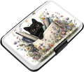 Coco Rossi Credit Card Holder RFID Aluminum Small Mini Wallet Women | Metal Wallet, Business Cards Holder, ID Case, Slim Sleeves, Womens Girls Gift, Carry Proof Wallets for Travel, Cat & Books