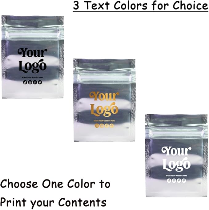 100PCS Customized Mylar Zipper Bags,Clear Front Resealable Packaging Pouches For Food Storage,Single Color Printing for Logo/Text/QR Code (Green, 6.5 * 9CM/2.6"*3.5"-100PCS-One Color Print)