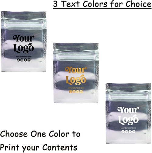 100PCS Customized Mylar Zipper Bags,Clear Front Resealable Packaging Pouches For Food Storage,Single Color Printing for Logo/Text/QR Code (Blue, 6.5 * 9CM/2.6"*3.5"-100PCS-One Color Print)