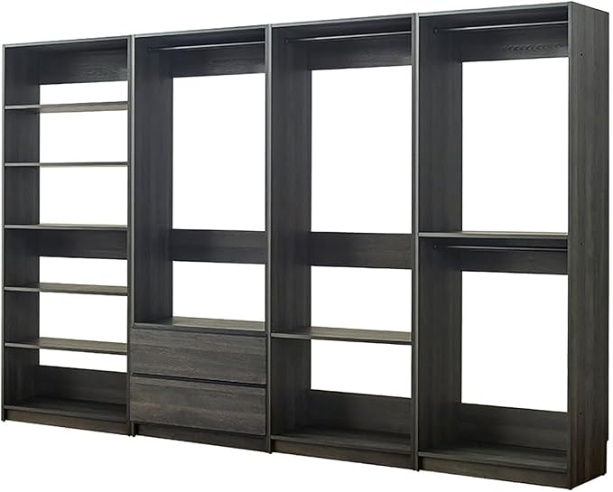Maykoosh Closet System Organizer - Customizable Walk-in Wardrobe Storage Black/Model ECBA 4 Closet