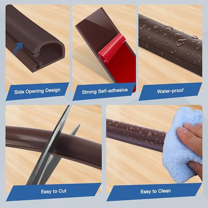 Silicone Cord Covers Wall Self-Adhesive Cord Covers for Wires on Wall Wire Hider Flexible Cable Hider with Side-Opening for Home Office TV Cable Management (0.59" W x 0.39" H x 240" L, Brown)