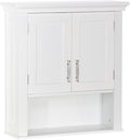 RiverRidge Somerset Two-Door Bathroom Wall Mount Medicine Cabinet, White | Open Display Shelf, Adjustable Interior Shelf, Two-Tone Handles, Space-Saving, Laundry Storage