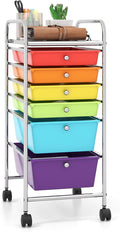 DREAMADE Rolling Rainbow Cart with 6 Drawers, Utility Cart with Removable Plastic Drawers, Lockable Wheels, Art Cart for Classroom Organization Art Supplies Office Scrapbook (6 Drawers, Multi-color)