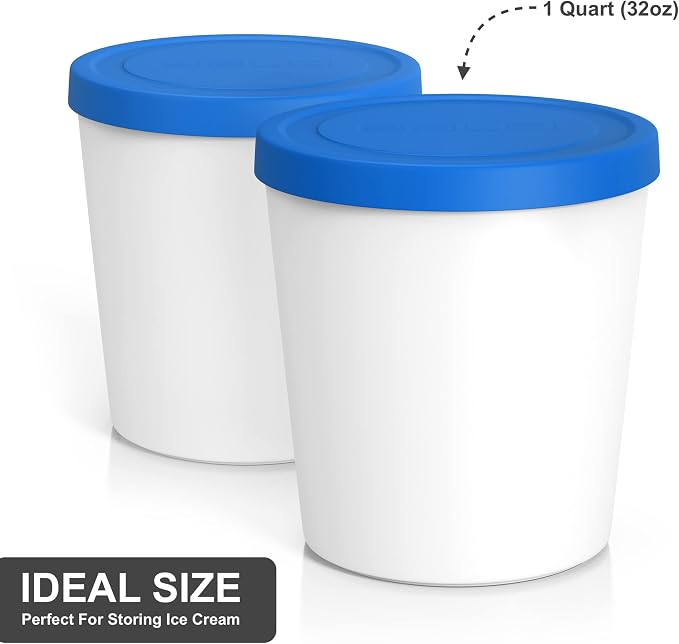 BALCI - Premium Ice Cream Containers (6 Pack - 1 Quart, 16oz & 8oz) Perfect Freezer Storage Tubs with Lids for Ice Cream, Sorbet and Gelato! - Blue | Purple | Green
