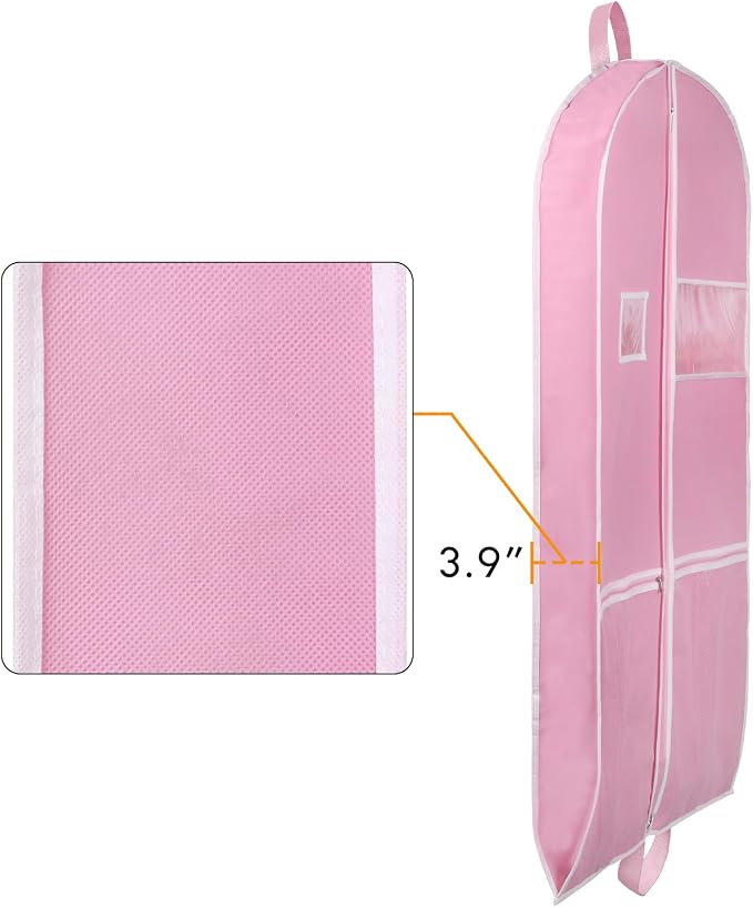Zilink 43" Garment Bags for Travel for Women Carry on Suit Bags for Travel and Storage Gusseted Hanging Garment Bags with Handles for Coats, Jackets, Shirts,Dresses, Pink