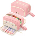 SUNEE Large Pencil Case, Big Capacity Pen Pouch with 3 Compartments, Kawaii Cute Pencil Bag with Zipper, High Storage Stationery Holder and Organizer, School Supplies for Teen and Adult Girls, Pink