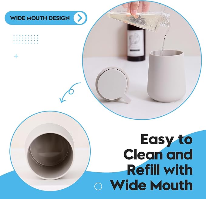YAUKPH Matte Beige Foaming Hand Soap Dispenser Plastic 11 oz - Modern Minimalist Style for Bathroom & Kitchen Countertop Refillable