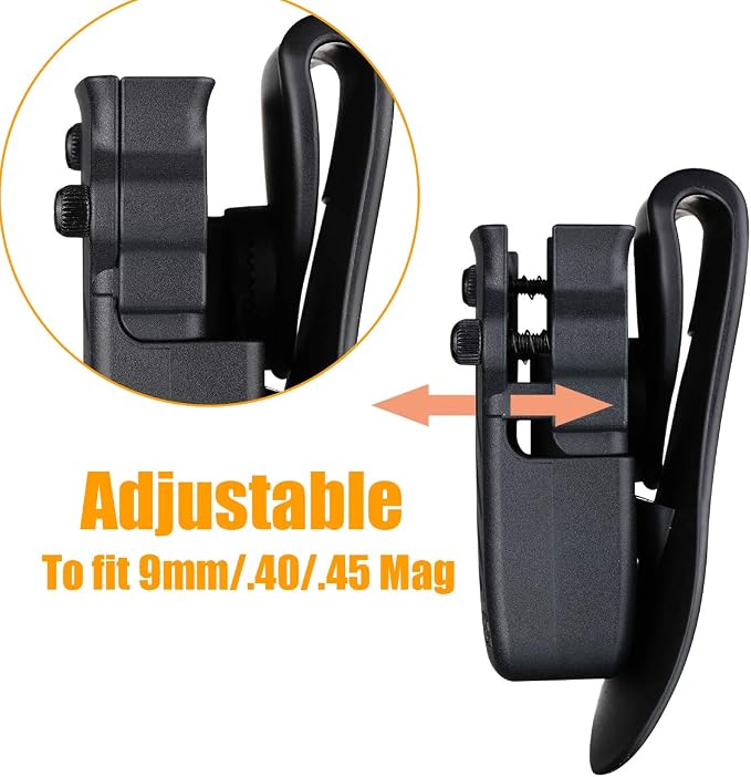 Double Magazine Holder, 9mm 10mm 40 45 Single & Double Stack Magazine Pouch, Universal Magazine Holster for Glock/Sig sauer/S&W/Beretta/Taurus/H&K/Springfield/CZ/Ruger/1911 Mags