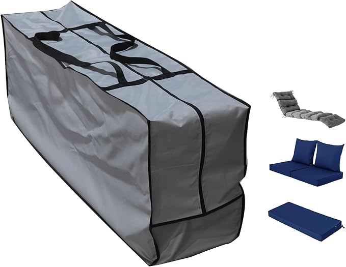 Outdoor Rectangular Cushion/Cover Storage Bag, Protective Zippered Storage Bags with Handles, 60"X20"X28" Grey