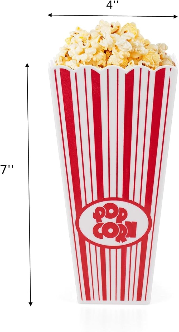 Tebery 21 Pack Plastic Open-Top Popcorn Boxes Reusable Popcorn Containers - 7.7" Tall x 4" Square