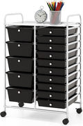 BECOMFORT 15-Drawer Rolling Cart with Drawers, Storage Cart on Wheels, Teacher Classroom Organizers with Metal Frame, Mobile Craft Cart for Tools, Trolley Utility Cart for School Office Play Room
