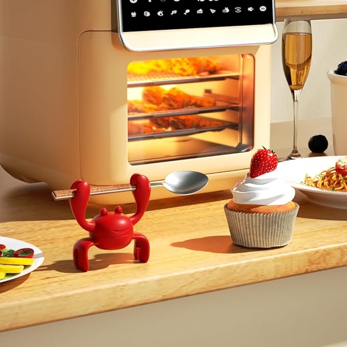 Silicone Spoon Rest for Stove Spoon Holder and Lid Lifter Steam Releaser Stove Organizer Cool Kitchen Gadgets & Cute Kitchen Accessories (Cute Red)