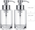 Foaming Soap Dispenser Set, 12 Oz Glass Hand Soap Dispenser with 304 Rust Proof Stainless Steel Pump, Waterproof Labels, for Bathroom Decor Kitchen College Dorm, Clear Silver Pump 2 Pack | Rust Proof Silver Pump, Sturdy, Clear Empty Foam Bottle with Wa...