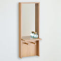 Yamazen FWM-6020(Oak) Wall Shelf, Wall Mirror, Mirror, Rectangle, Vertical Type, Key Hook, Wall Hanging, Storage, Wall Storage, Rack, Shelf, Width 8.7 x Depth 5.7 x Height 23.6 inches (22 x 14.5 x 60