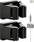 Magnetic Broom and Mop Holder Wall Mount,Black 2 Pack | Space-Saving magnetic broom holder, heavy duty magnet hooks, no-drill over the door broom gripper,RV Camper Wall Organizer