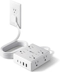 SUPERDANNY Extension Cord,Flat Plug Surge Protector Power Strip,6Ft | 8 AC & 4 USB Ports (2 USB C),Surge Protector with 1050J,Desk Charging Station for Home Office,College Dorm Room Essentials