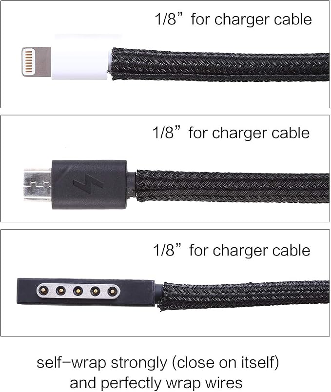 Alex Tech 25ft - 1/8 inch Cord Protector Wire Loom Tubing Cable Sleeve Split Sleeving For USB Cable Power Cord Audio Video Cable – Protect Cat From Chewing Cords - Black