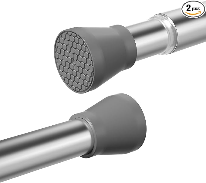Tension Rods for Windows 28 to 48 Inch 2Pack Silver Tension Curtain Rods No Drilling Expandable Pressure Curtain Rod Adjustable Tension Rods for Windows,Closet,Doorway