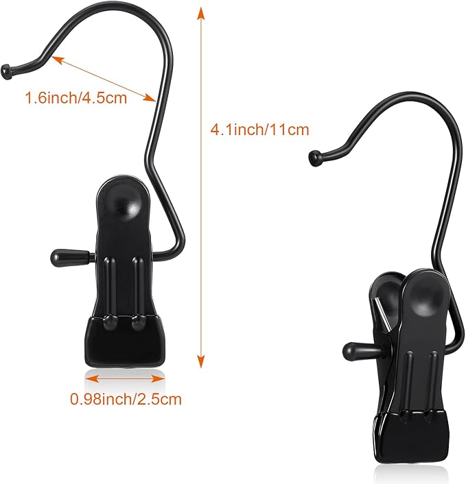 Hotop 48 Pieces Boot Hanger Clips for Closet, Laundry Hanging Hooks Heavy Duty Clips Boot Holder Portable Single Hooks Space Saving for Pants Jeans Clothes Hats Tall Towels (Black)